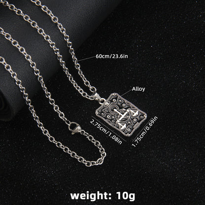 Vintage Style Astrology Necklace With Electroplated Ferroalloy Chain And Zinc Alloy Pendant, Unisex