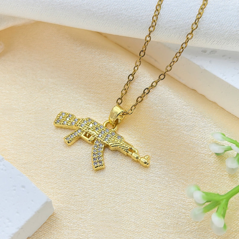 Handmade Classic Style Heart Shape Necklace For Women In 201 Stainless Steel With Glass Inlay And Cable Chain