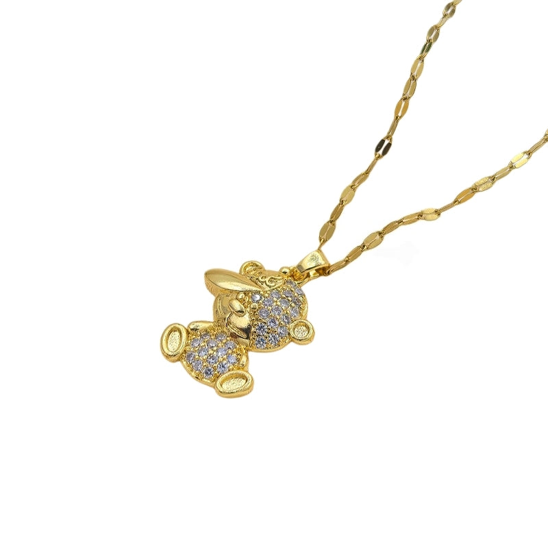 Handmade Classic Style Heart Shape Necklace For Women In 201 Stainless Steel With Glass Inlay And Cable Chain
