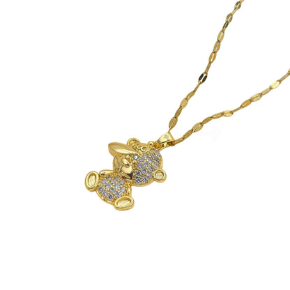 Handmade Classic Style Heart Shape Necklace For Women In 201 Stainless Steel With Glass Inlay And Cable Chain