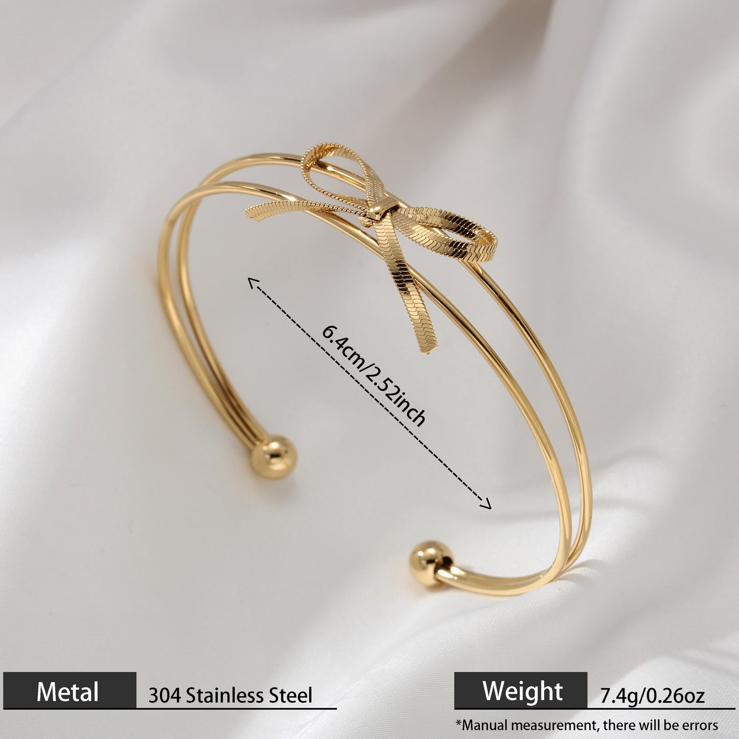 Sweet Style Bow Tie Bangle In Titanium Steel With 18K Real Gold Plated PVD Coating, Available In Gold