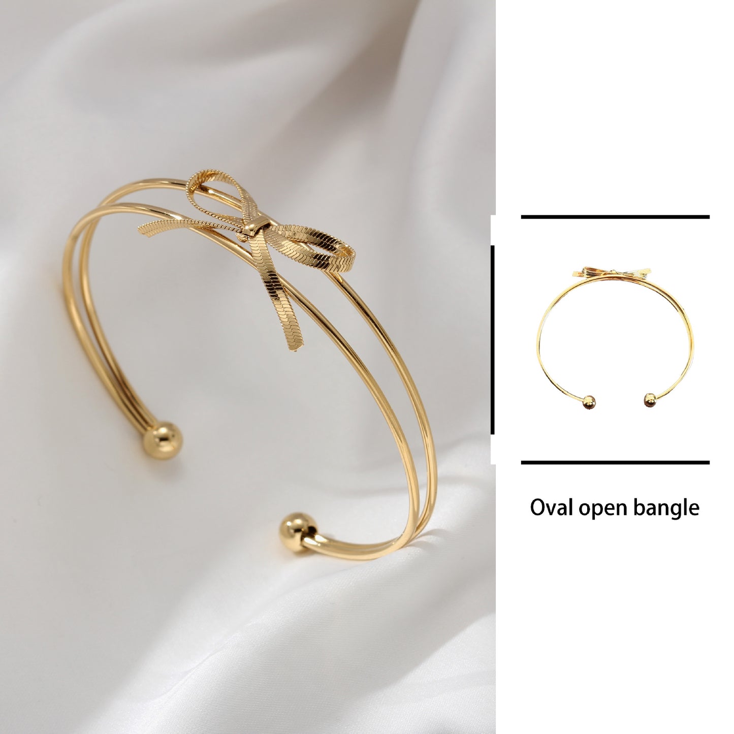 Sweet Style Bow Tie Bangle In Titanium Steel With 18K Real Gold Plated PVD Coating, Available In Gold