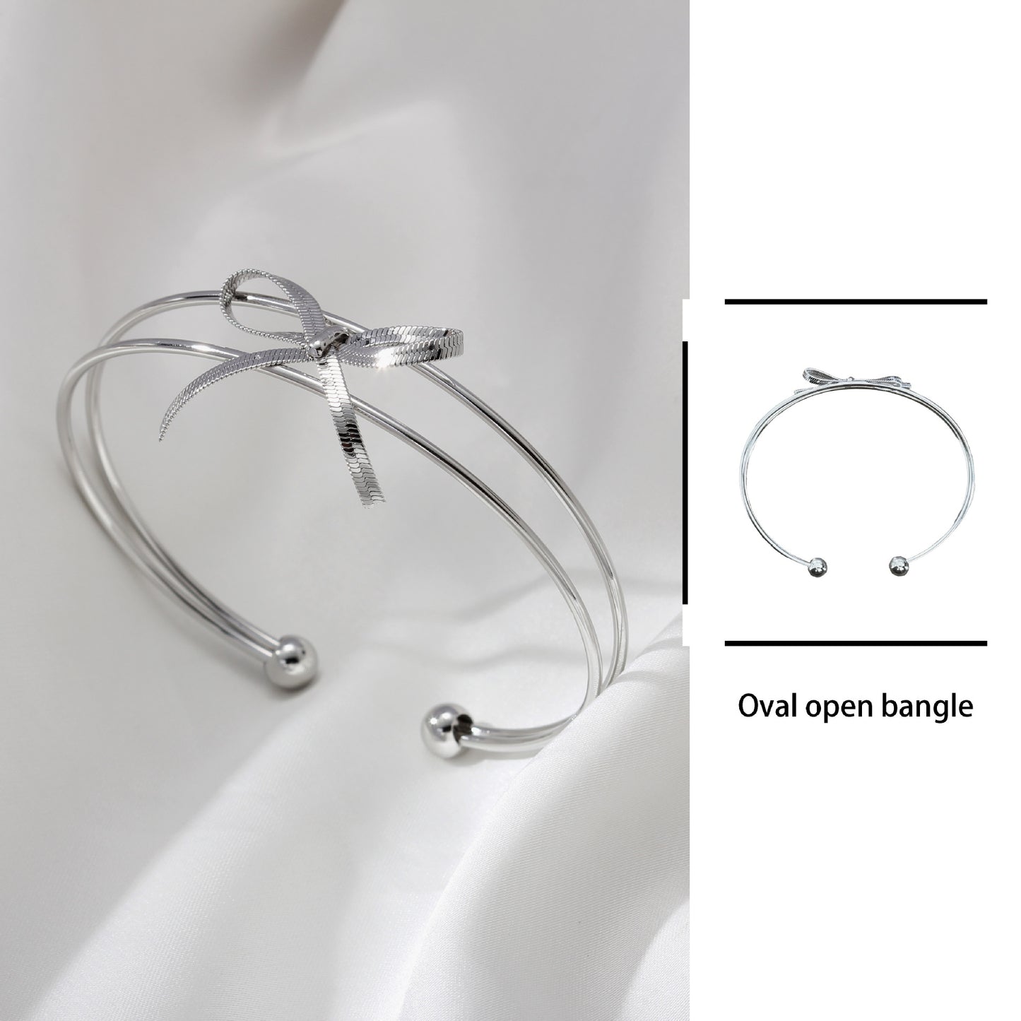 Sweet Style Bow Tie Bangle In Titanium Steel With 18K Real Gold Plated PVD Coating, Available In Gold