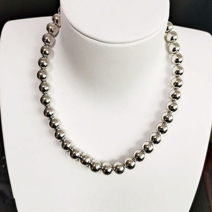 Unisex Round Beaded Chain Choker Necklace With Electroplated Golden Plated Alloy Beading Craft