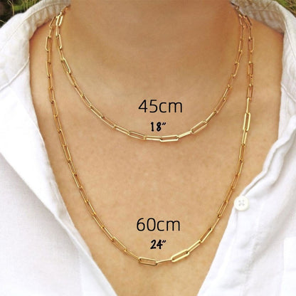 Simple Style Gold Paper Clip Necklace For Women With Electroplated Metal Paperclip Chain