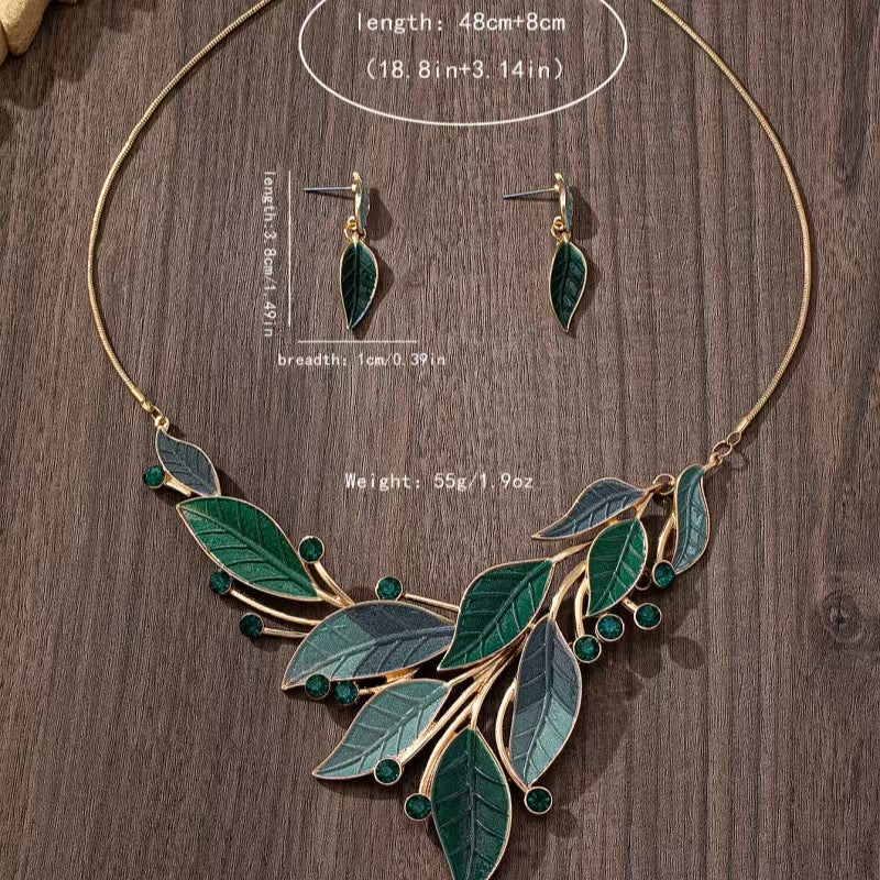 Handmade Leaves Necklace For Women In Simple Style With Zinc Alloy And Artificial Rhinestones Featuring Handmade Chain