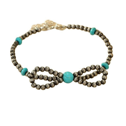 Bohemian Green Beaded Bow Tie Necklace With Ball Chain, Unisex Style