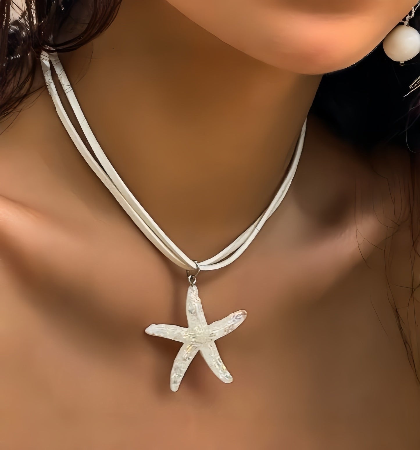 Bohemian Starfish Necklace With Alloy Pendant, Electroplated Gold Plating, Unisex Design