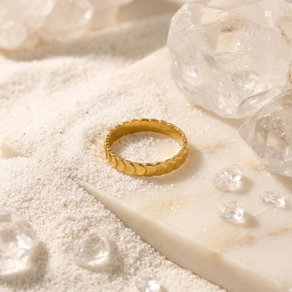 Geometric Electroplated Rings For Women In 304 Stainless Steel With 18K Real Gold PVD Coating And Zircon Inlay