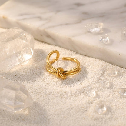 Geometric Electroplated Rings For Women In 304 Stainless Steel With 18K Real Gold PVD Coating And Zircon Inlay