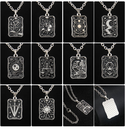 Vintage Style Astrology Necklace With Electroplated Ferroalloy Chain And Zinc Alloy Pendant, Unisex