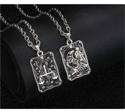 Vintage Style Astrology Necklace With Electroplated Ferroalloy Chain And Zinc Alloy Pendant, Unisex