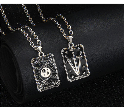 Vintage Style Astrology Necklace With Electroplated Ferroalloy Chain And Zinc Alloy Pendant, Unisex