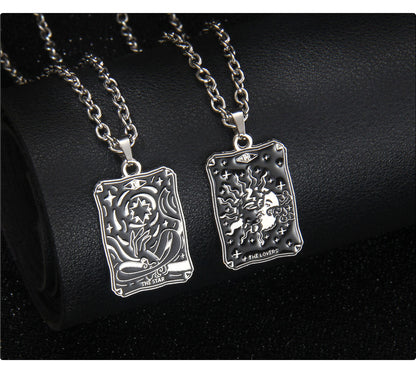 Vintage Style Astrology Necklace With Electroplated Ferroalloy Chain And Zinc Alloy Pendant, Unisex