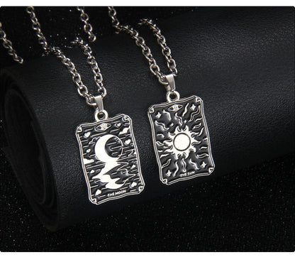 Vintage Style Astrology Necklace With Electroplated Ferroalloy Chain And Zinc Alloy Pendant, Unisex
