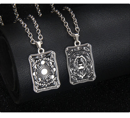 Vintage Style Astrology Necklace With Electroplated Ferroalloy Chain And Zinc Alloy Pendant, Unisex