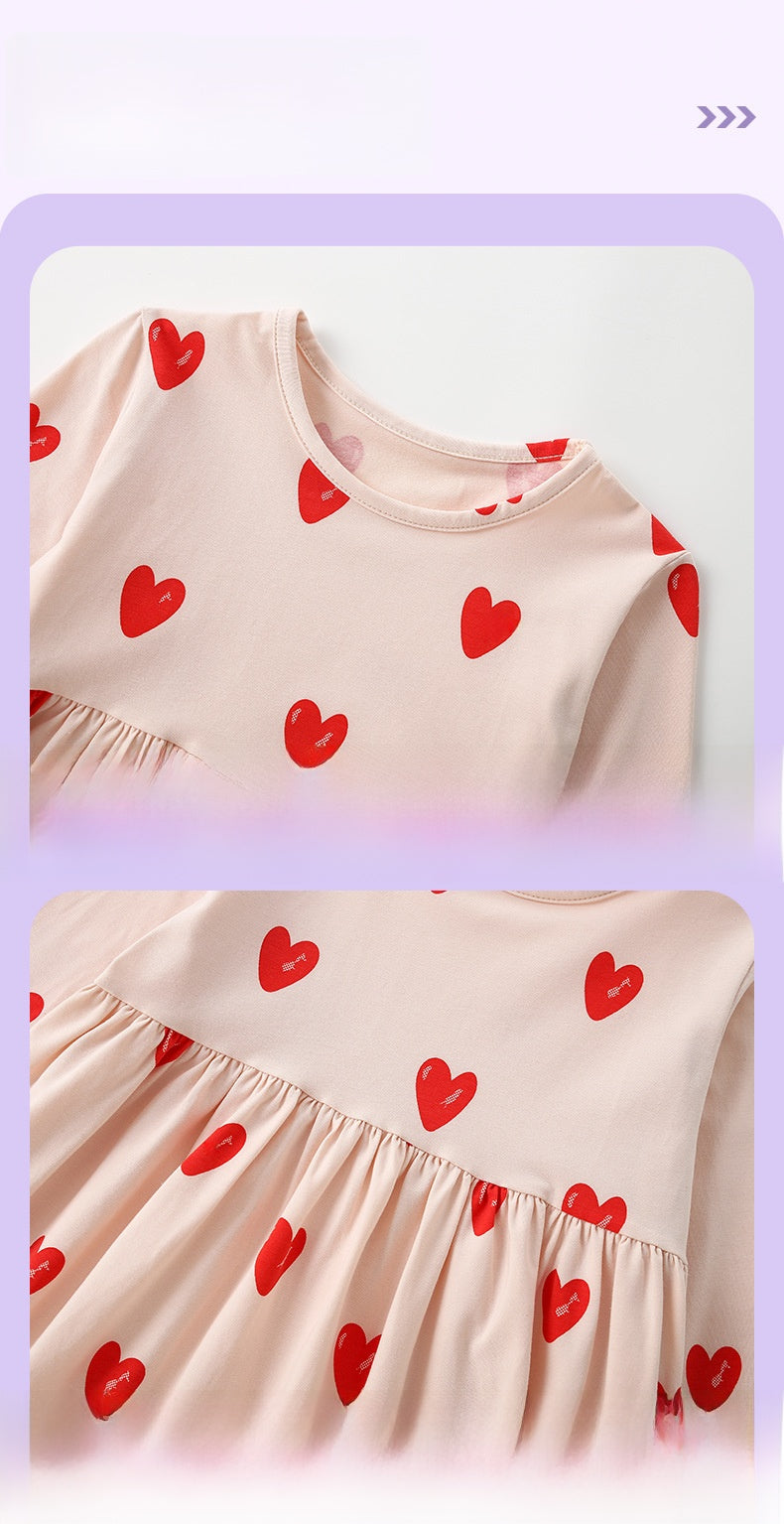 Girls' Cartoon Princess Dress In Cotton With Long Sleeves, Perfect For Toddler Autumn Wear