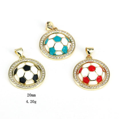 Sweet Football Copper Pendant With Electroplated Finish, Perfect Jewelry Accessory For Football World Cup