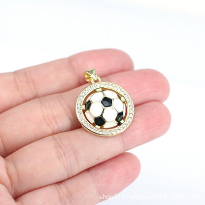 Sweet Football Copper Pendant With Electroplated Finish, Perfect Jewelry Accessory For Football World Cup