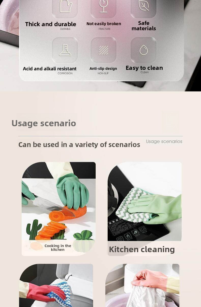 Multicolor Household Rubber Chore Gloves For Cleaning And Storage Tasks