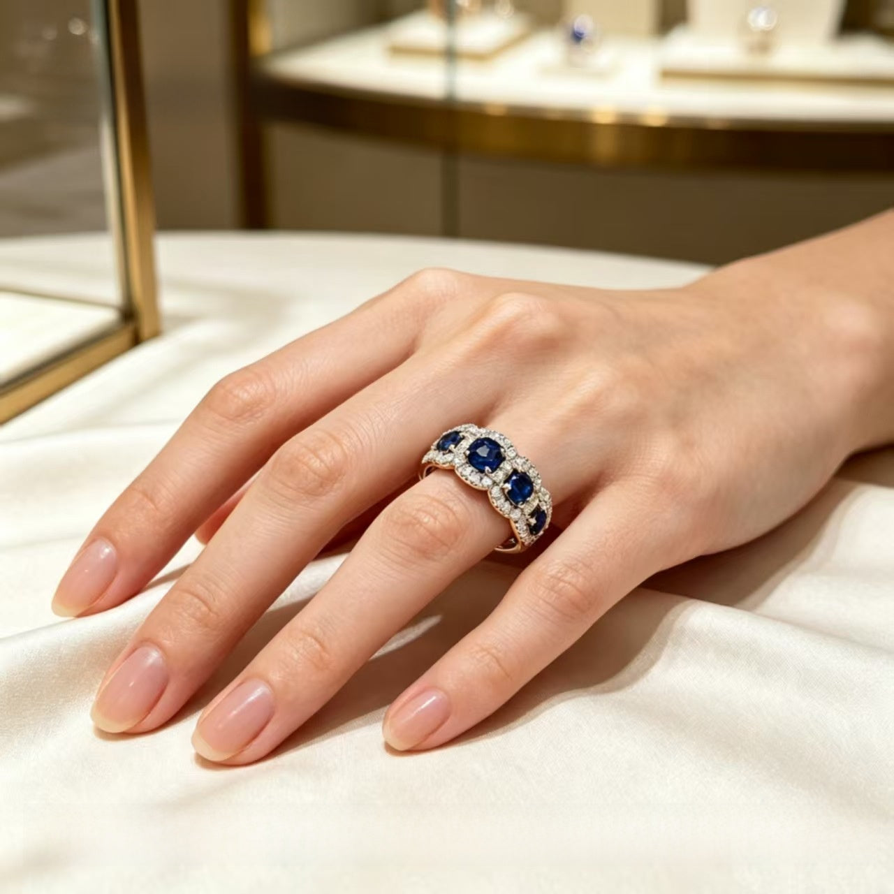 Luxurious Tulips Copper Ring For Women With Zircon Inlay In Gold