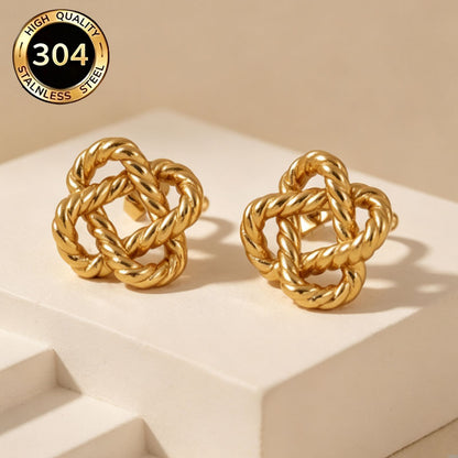 Geometric Hypoallergenic Stud Earrings In 18K Real Gold Plated 304 Stainless Steel With 0.03µm PVD Coated Layer, Unisex Design