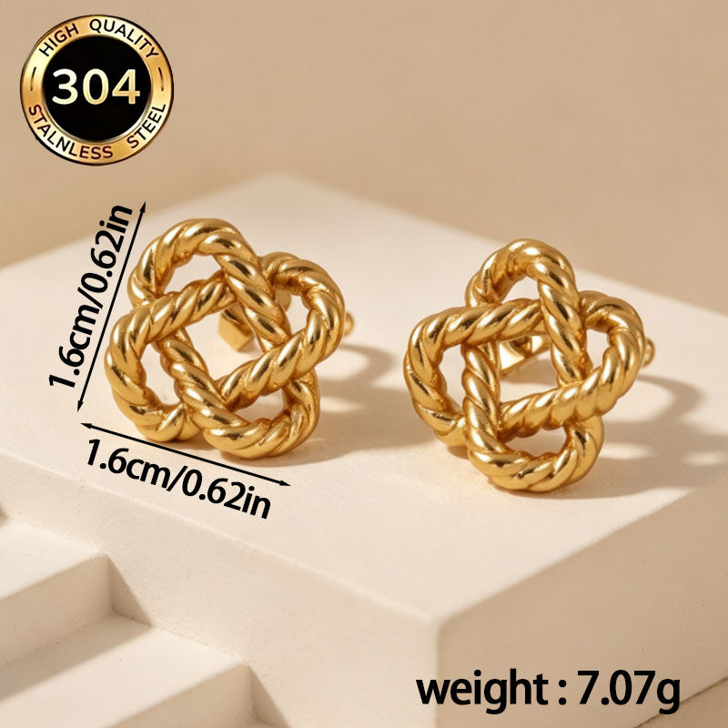 Geometric Hypoallergenic Stud Earrings In 18K Real Gold Plated 304 Stainless Steel With 0.03µm PVD Coated Layer, Unisex Design