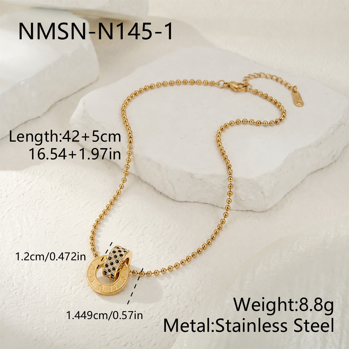 British Style Circle Necklace For Women, Electroplated 304 Stainless Steel With 18K Real Gold PVD Coating