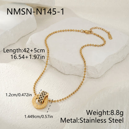 British Style Circle Necklace For Women, Electroplated 304 Stainless Steel With 18K Real Gold PVD Coating