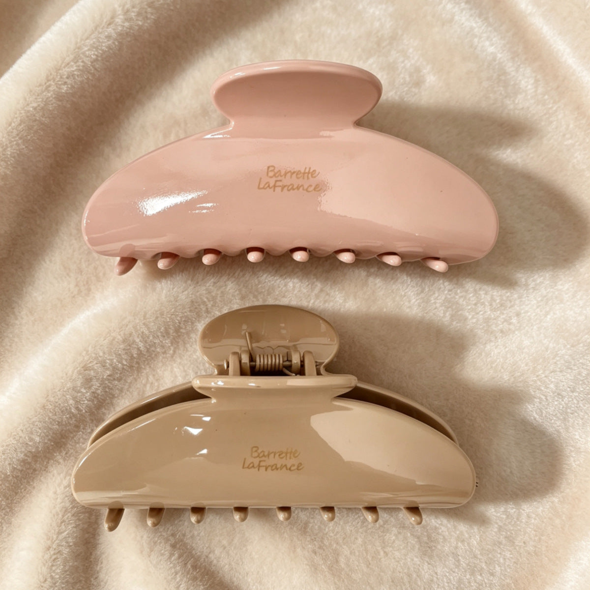 French Style Oval Hair Claws For Women Made Of PS Material In Natural Pink, Perfect For Summer Hairpin Accessory