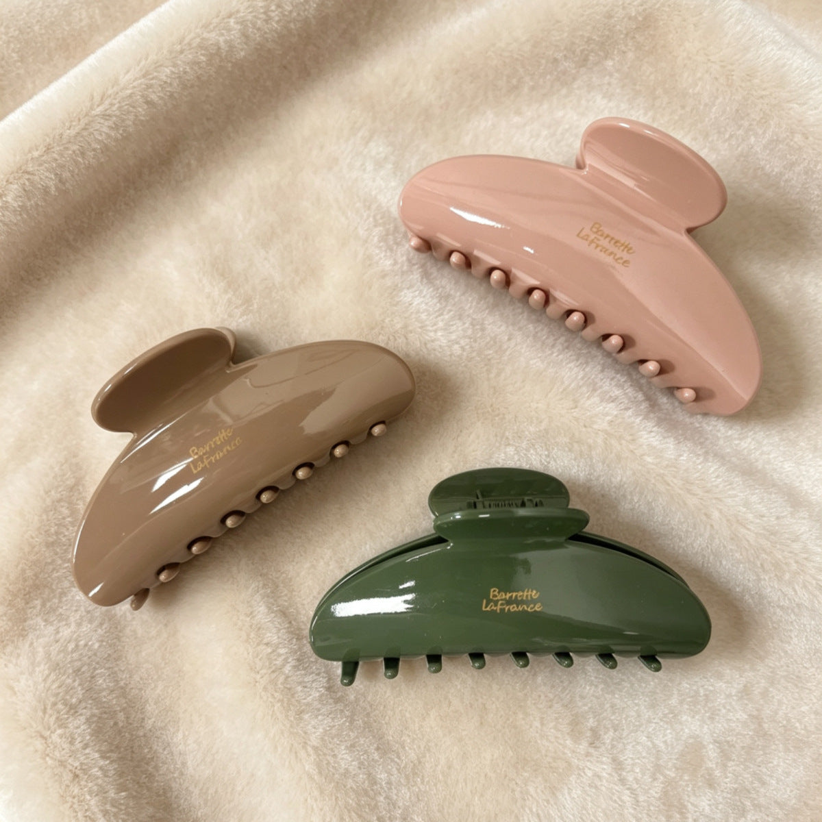 French Style Oval Hair Claws For Women Made Of PS Material In Natural Pink, Perfect For Summer Hairpin Accessory