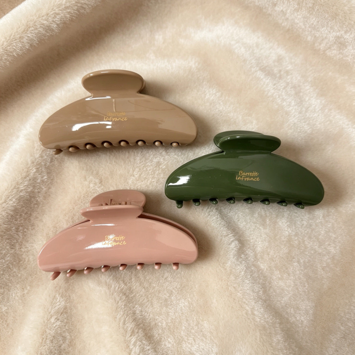 French Style Oval Hair Claws For Women Made Of PS Material In Natural Pink, Perfect For Summer Hairpin Accessory
