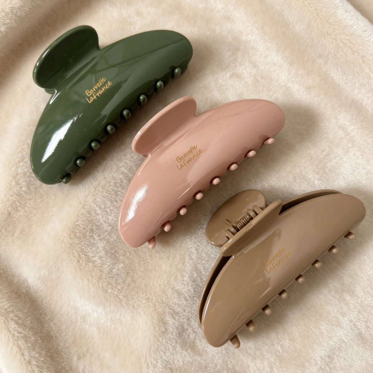 French Style Oval Hair Claws For Women Made Of PS Material In Natural Pink, Perfect For Summer Hairpin Accessory