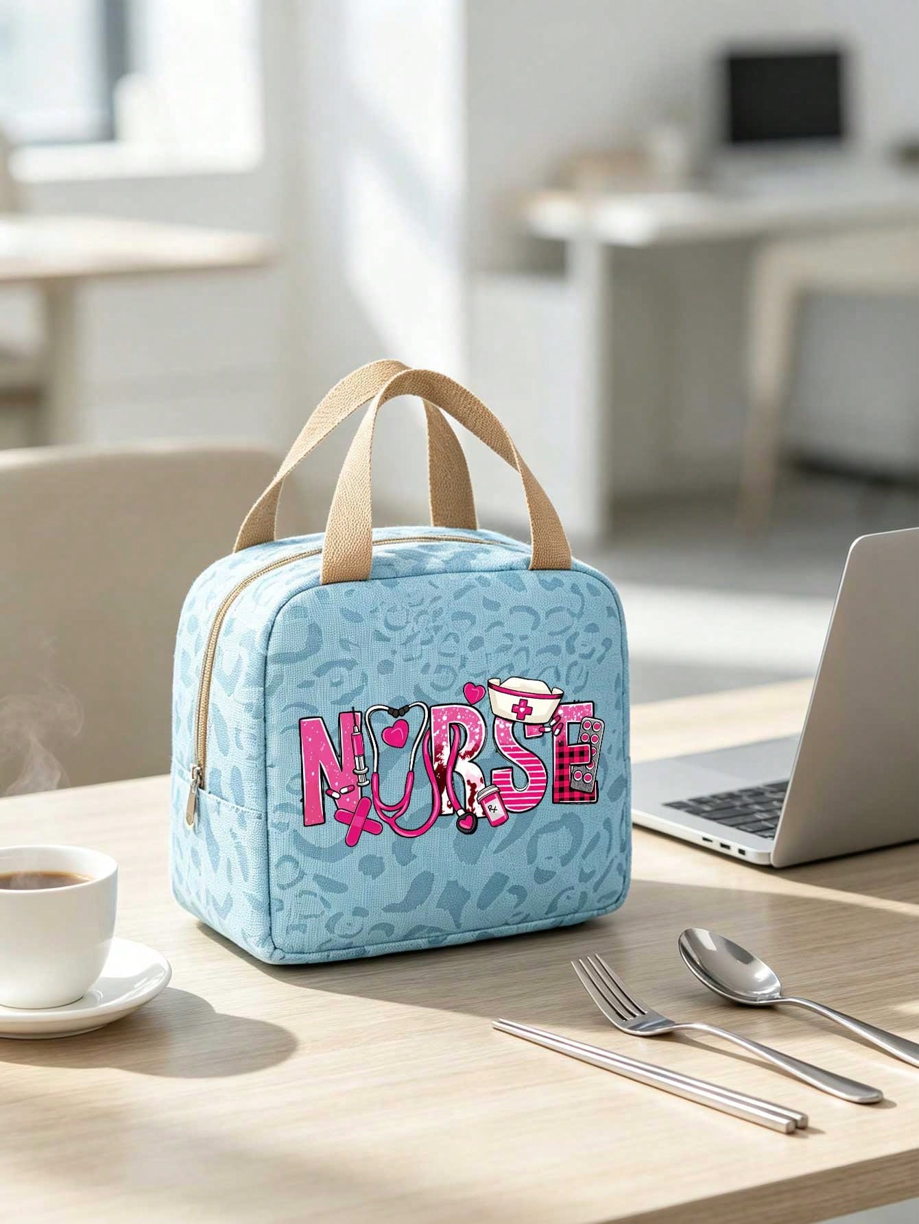 Unisex Square Letter Pattern Handbag In Polyester With Double Handle, Stylish And Functional