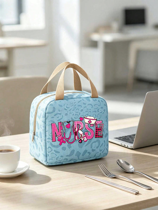 Unisex Square Letter Pattern Handbag In Polyester With Double Handle, Stylish And Functional