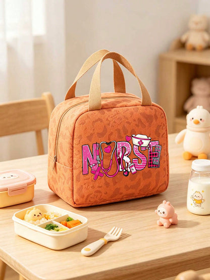 Unisex Square Letter Pattern Handbag In Polyester With Double Handle, Stylish And Functional
