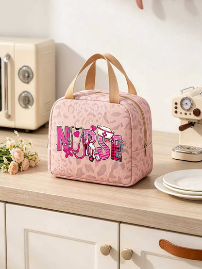 Unisex Square Letter Pattern Handbag In Polyester With Double Handle, Stylish And Functional