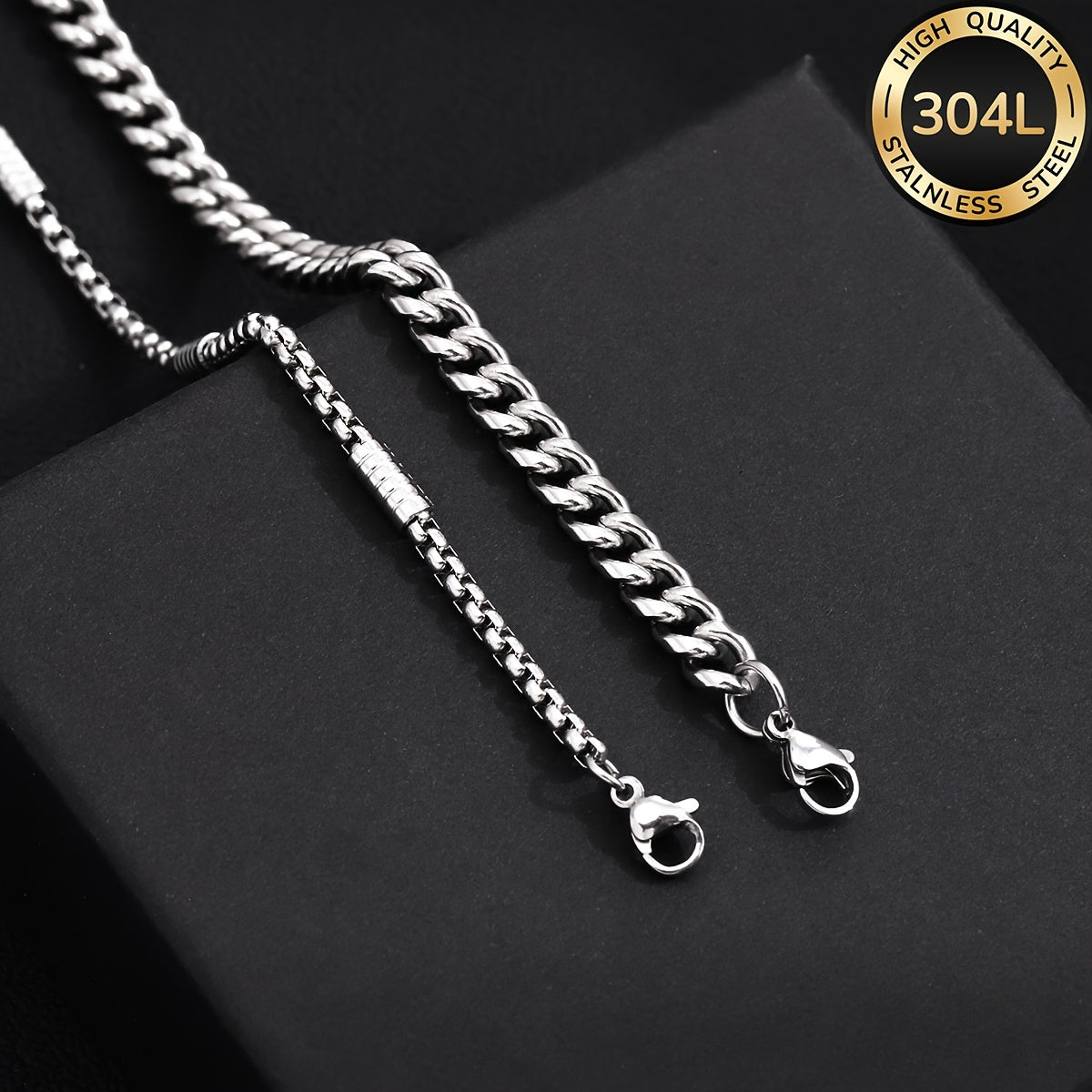 Handmade Men's 304 Stainless Steel Cuban Link Chain Curb Chain Bracelet