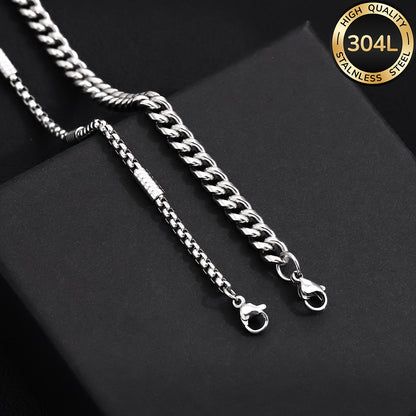 Handmade Men's 304 Stainless Steel Cuban Link Chain Curb Chain Bracelet