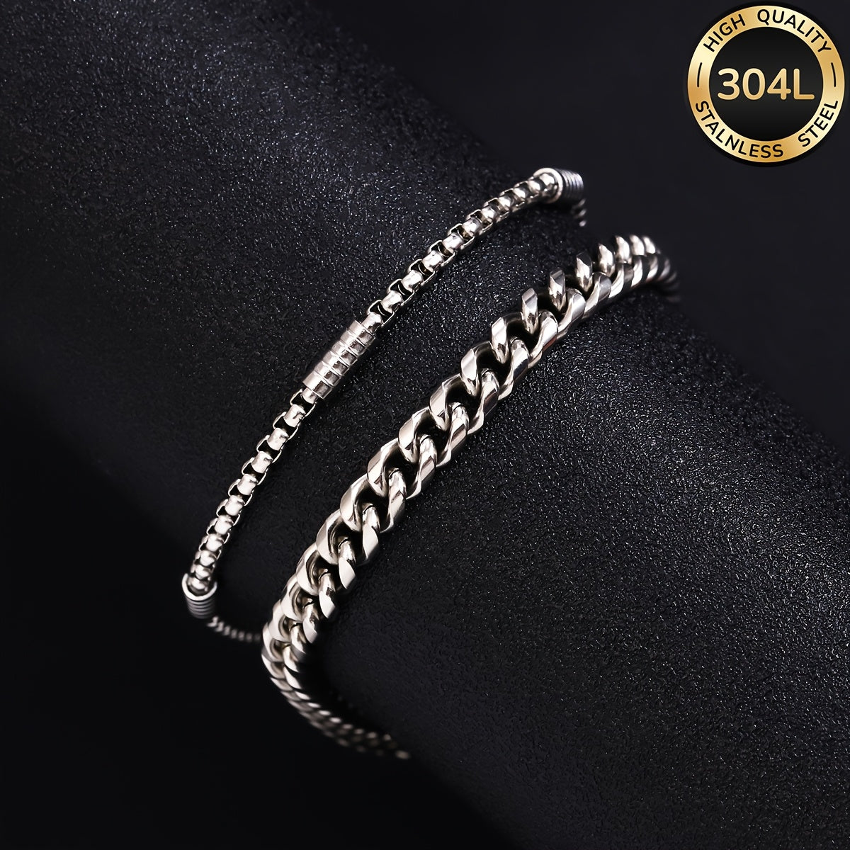 Handmade Men's 304 Stainless Steel Cuban Link Chain Curb Chain Bracelet