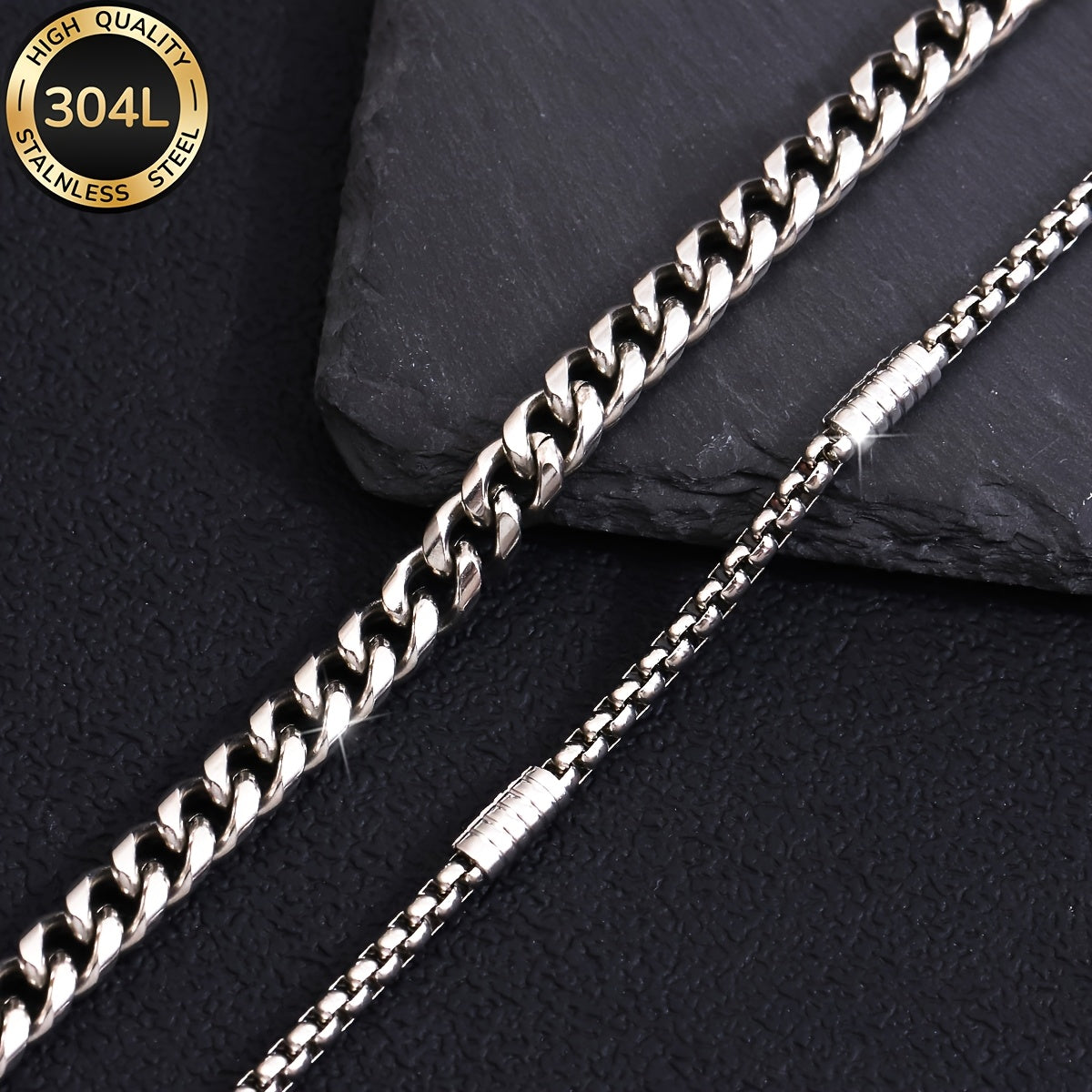 Handmade Men's 304 Stainless Steel Cuban Link Chain Curb Chain Bracelet