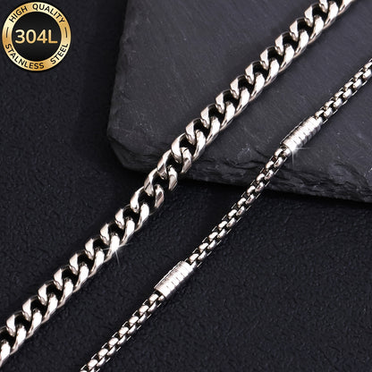 Handmade Men's 304 Stainless Steel Cuban Link Chain Curb Chain Bracelet