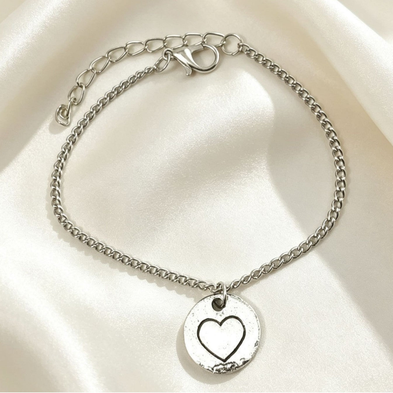 3 Pieces Set Punk Alloy Anklet For Women With Heart Shape Tassel And Rhinestone Inlay