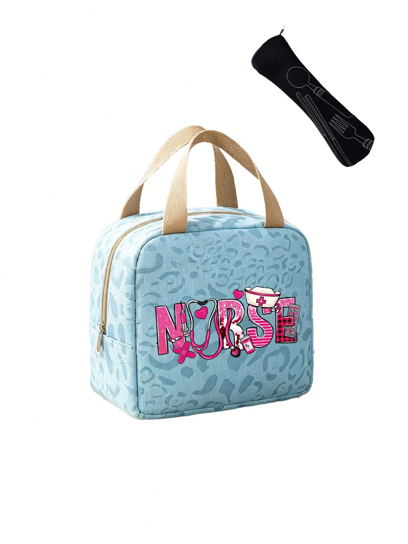 Unisex Square Letter Pattern Handbag In Polyester With Double Handle, Stylish And Functional