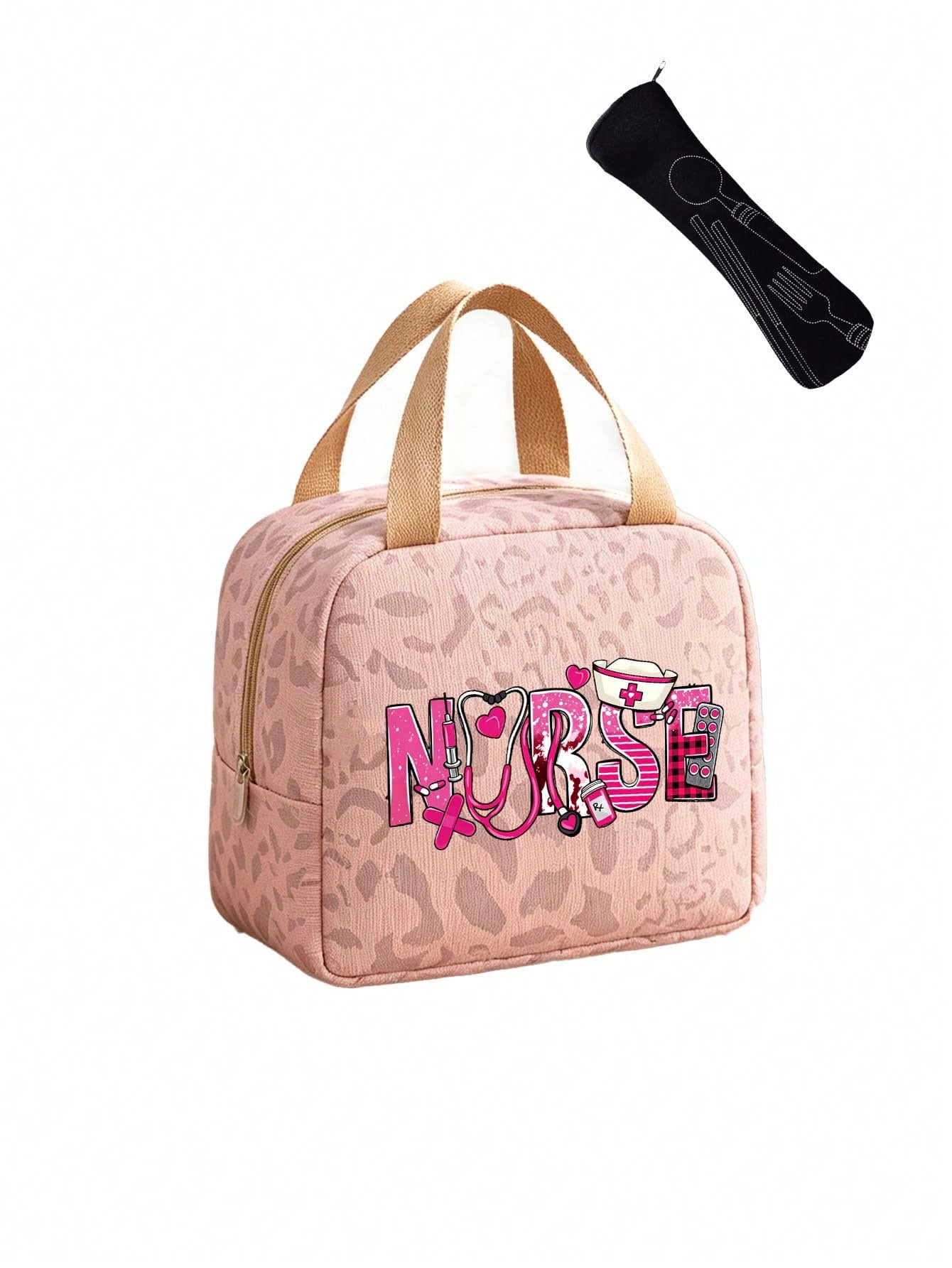 Unisex Square Letter Pattern Handbag In Polyester With Double Handle, Stylish And Functional