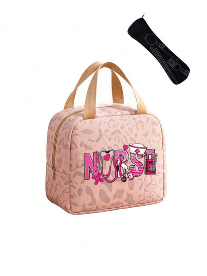 Unisex Square Letter Pattern Handbag In Polyester With Double Handle, Stylish And Functional