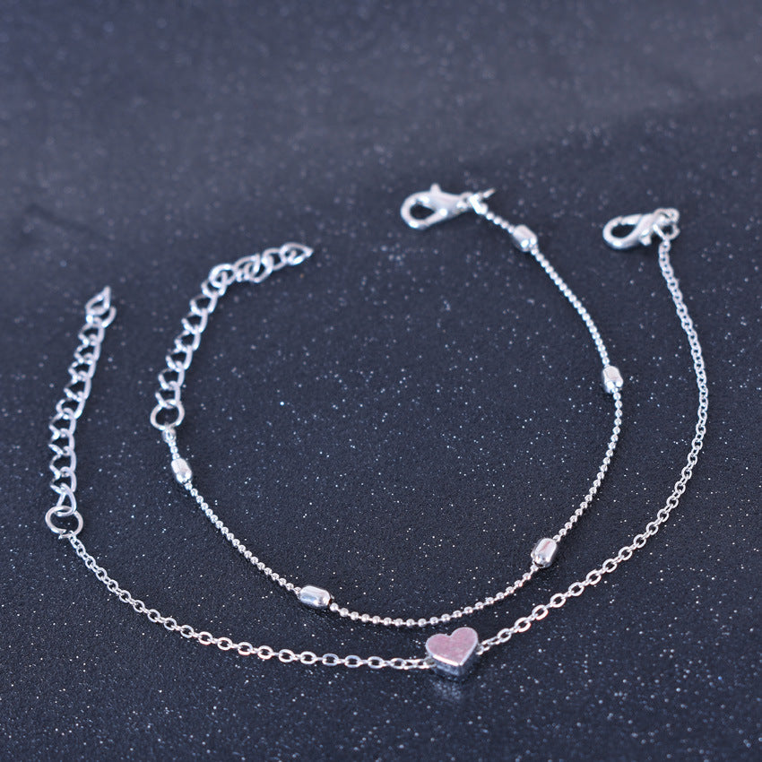 Gold Alloy Beading Anklet For Women Featuring Oval Pattern, Perfect Beach Foot Accessory