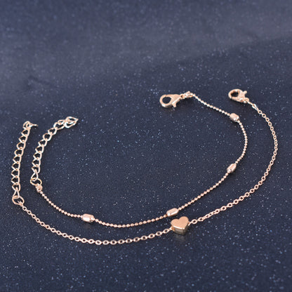 Gold Alloy Beading Anklet For Women Featuring Oval Pattern, Perfect Beach Foot Accessory