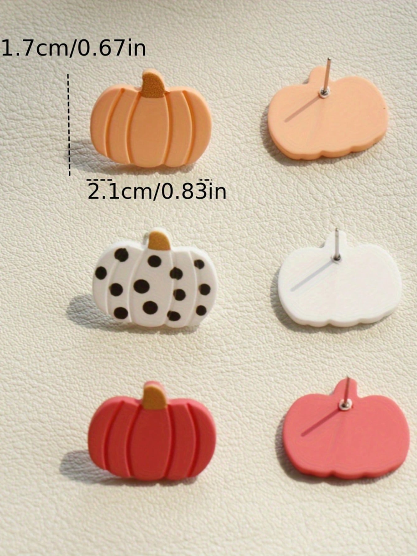 Cute Faceted Pumpkin Stud Earrings For Women With Zinc Alloy Posts In Acrylic Material