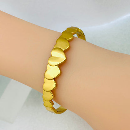 Geometric Electroplated Bangle For Women In 304 Stainless Steel With 18K Real Gold Plated PVD Coating And Rhinestone Inlay